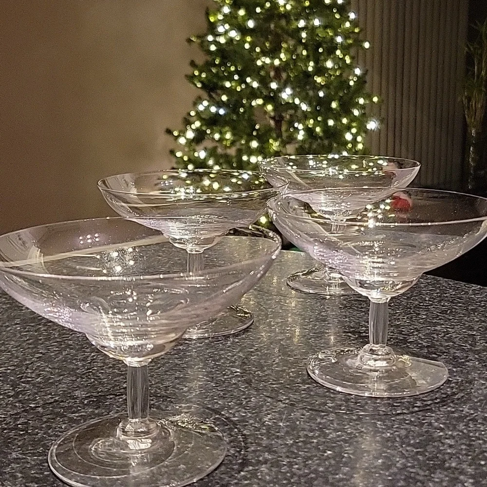Vintage Princess Heritage House Crystal Clear Handblown Glass Coupe Set Of 4